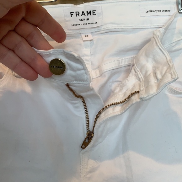Frame Denim | White Le Skinny de Jeanne Raw Stagger Hem Jeans Classic Skinny 28 - Picture 12 of 16